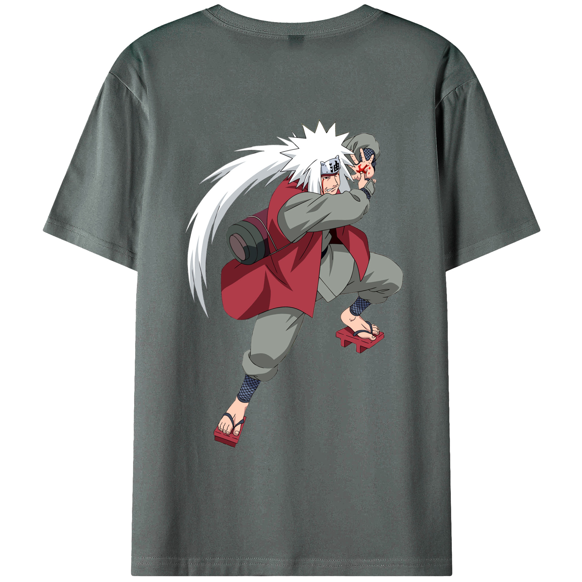 （画像用） NARUTO -ナルト- 自来也（じらいや） Jiraiya 綿100％ メンズ半袖Tシャツ（バックプリント） 通気性